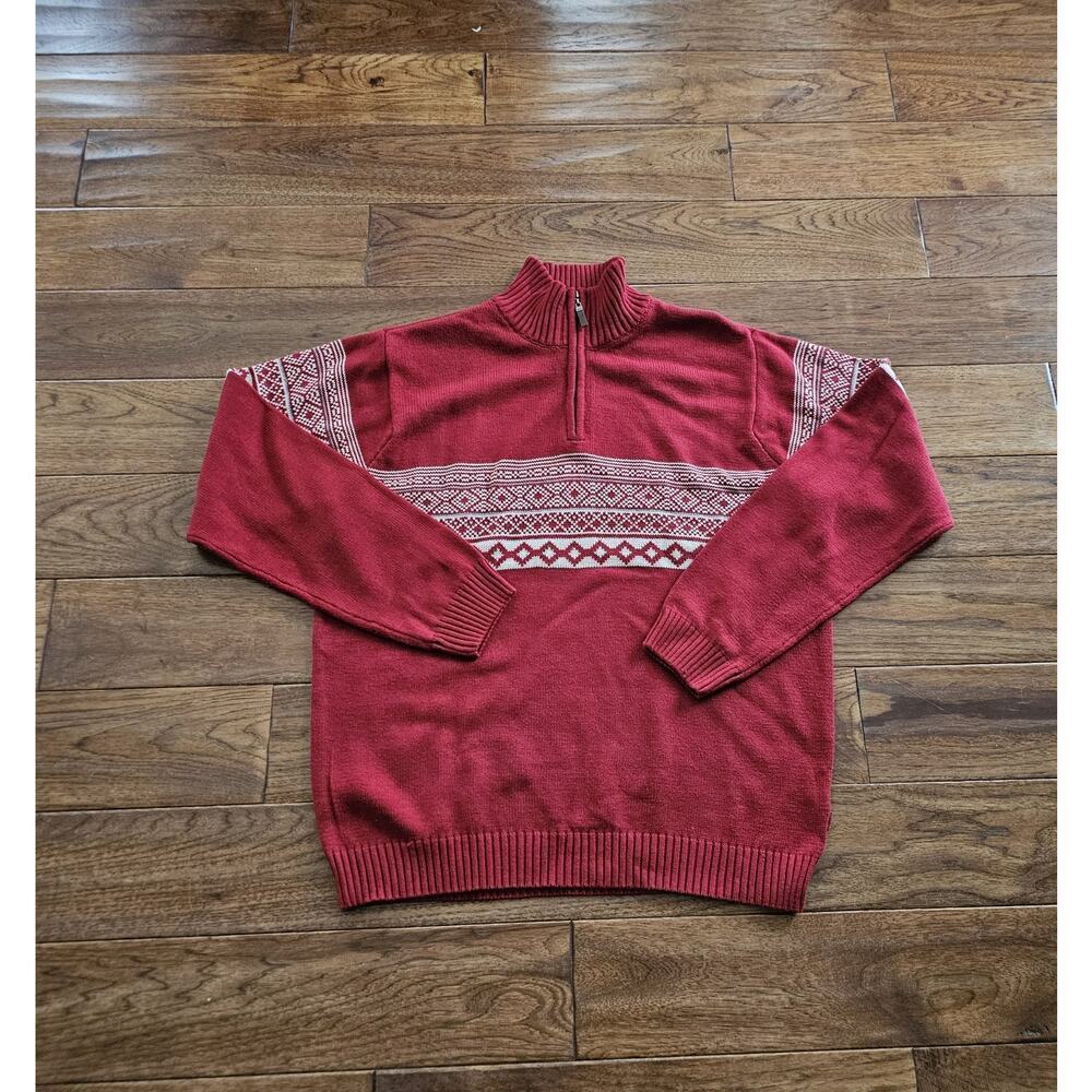 Izod Nordic Quarter‎ Zip Sweater Men's Size L NWT Golf Holiday Preppy
